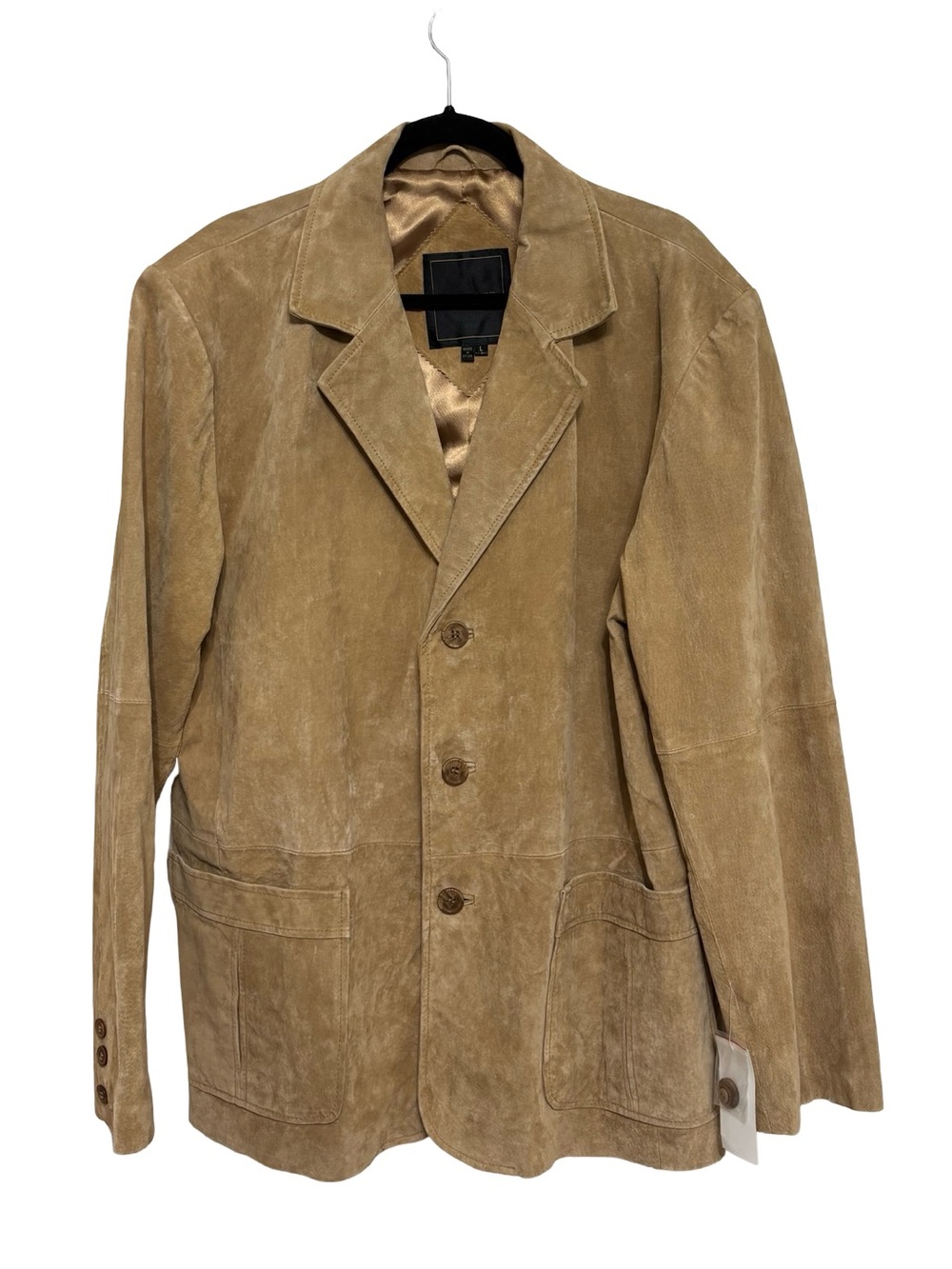 NEW Deadstock Vintage 100% Genuine Tan Suede Men’s Leather Blazer Jacket -Size L